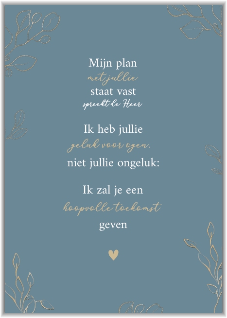 Mijn plan met jullie staat vast