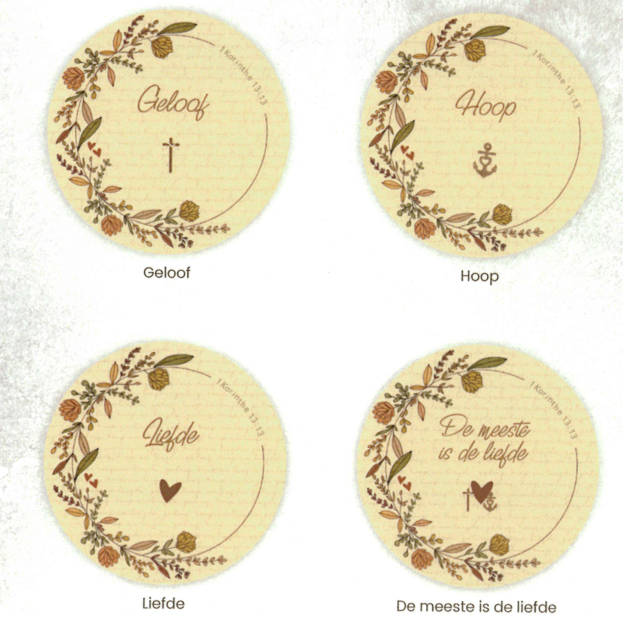 Onderzetters Rond Geloof/Hoop/Liefde
